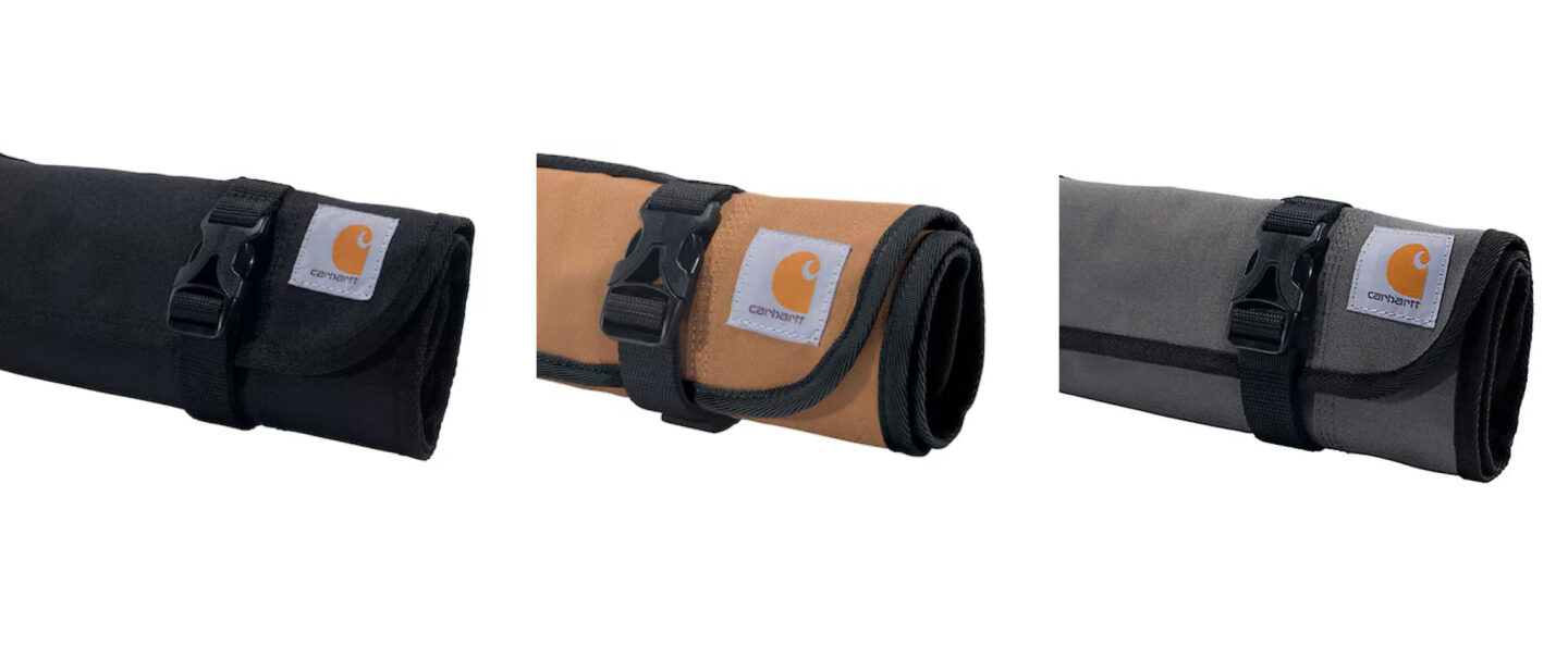 Carhartt 18 Pocket Utility Roll colors in black, grey or Carhartt Brown